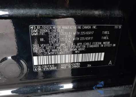 2020 Toyota Rav4 Xle from USA, damaged, VIN 2T3W1RFV1LW065177